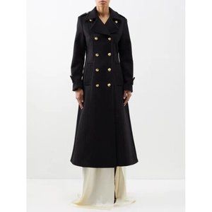 NWT - Nili Lotan Gaston double-breasted wool coat w/gold buttons, Black, Size 00